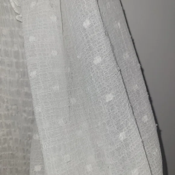 Zara White Smocked Peplum Blouse Small Boho Ruffle Sheer Top Feminine Romantic - Picture 7 of 8